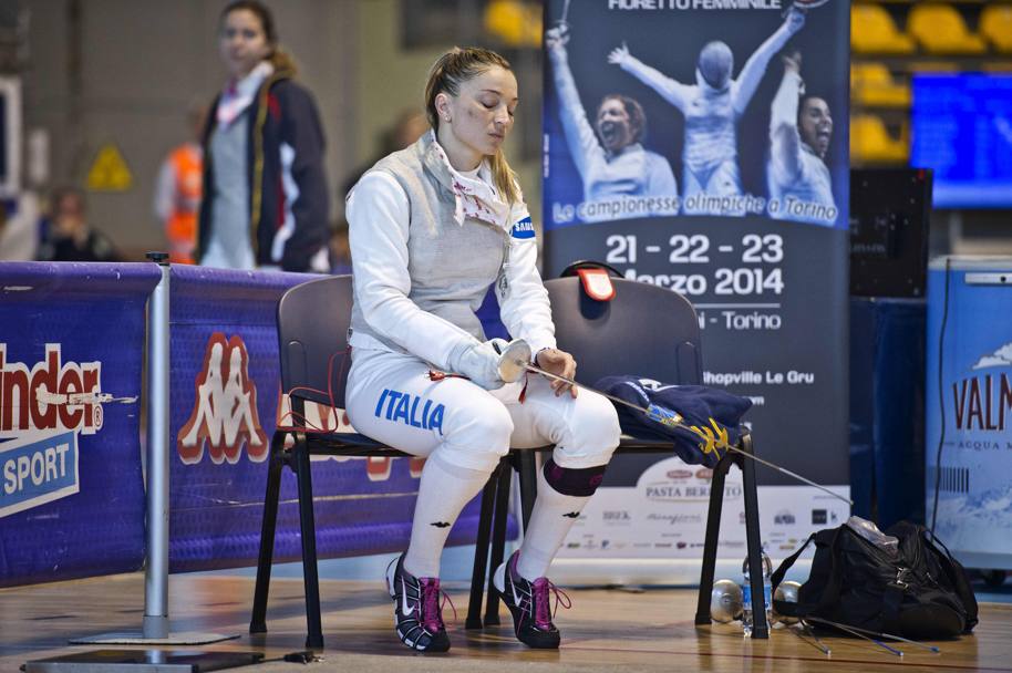 La concentrazione di Margherita Granbassi prima della gara. LaPresse